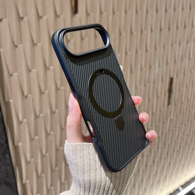 碳纖維軍規防摔磁吸手機殼支架，適用於iPhone 17 16 15 14 13 12 Pro Max i11，提供極致保護與便利功能