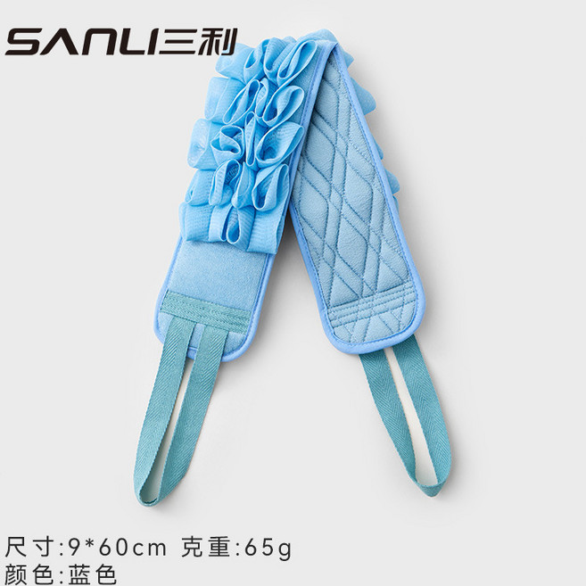 毛巾浴花搓澡巾二合一長條後背洗澡巾擦洗泥神器雙面拉背巾, 1個, 1個裝, 藍色:9*60（拉背巾）