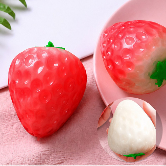 UV 변색 딸기 슬랑이 말랑이 자외선 스퀴시 장난감 스트레스볼 피젯, 1개