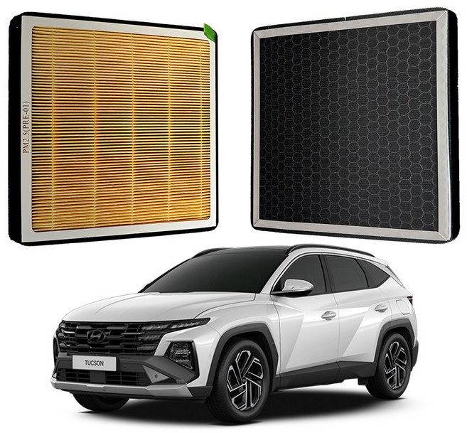 리얼핏 헤파 활성탄 듀얼 에어컨필터 [현대기아차종호환], 1개, PRE-02 / 투싼NX4 (20~현재)