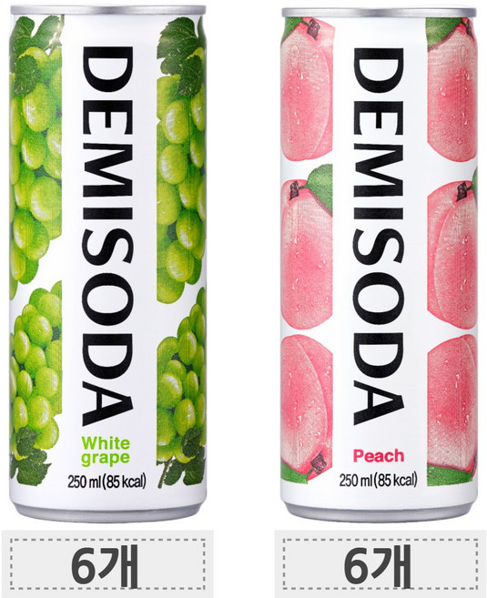 데미소다 250ml 복숭아 + 청포도 혼합 12입
