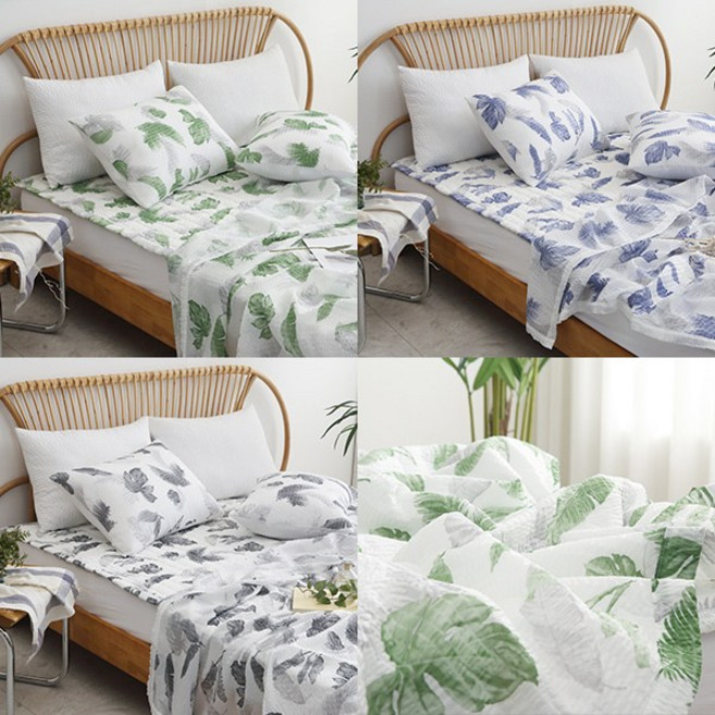 한여름 시어서커 이불 트로피칼 홑이불 SS/Q, Q 이불단품, 그레이