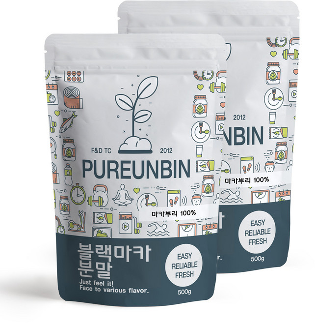 푸른빈 블랙 마카 분말 가루, 2개, 500g