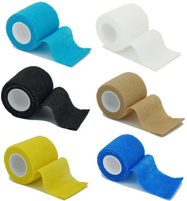 다채로운 운동 랩 테이프 자기 접착 성 탄력 붕대 Elastoplast 스포츠 보호대 무릎 손가락 발목 손바닥 어, 5cmX4.8m, 9. 6pcs-mix