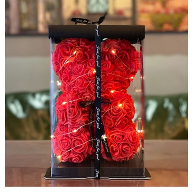 玫瑰花熊 浪漫小熊 告白/求婚/畢業/聖誕/生日禮物, 1個, 25公分 紅色玫瑰小熊 (超取最多2個)