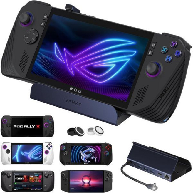 아이반키 8in1 도킹 스테이션 4K144Hz ASUS ROG Ally X Valve Steam Deck OLED Lenovo Legion Go S MSI Claw Alloy, Without Power Adapter, 1개
