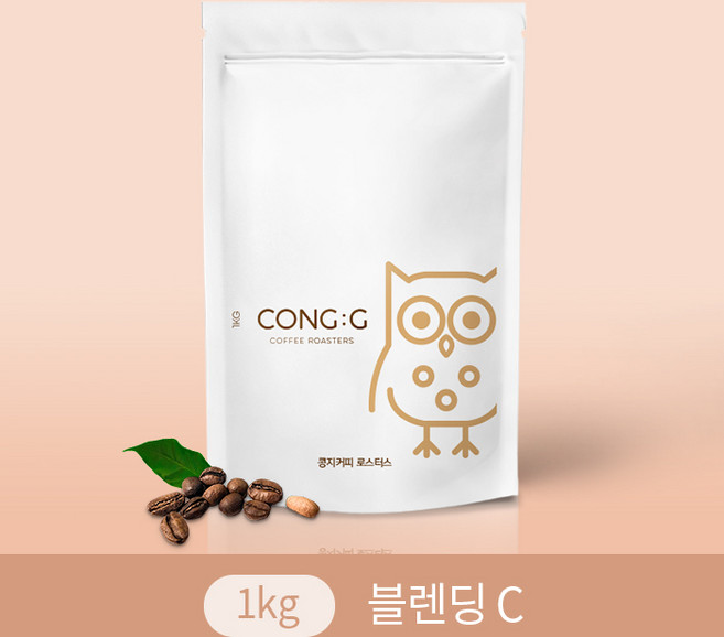 갓볶은 원두 1kg 콩지커피 블렌딩 C 카페원두 대용량 콜롬비아 브라질 블렌딩원두 에스프레소원두 더치커피 모카포트, 핸드드립/커피메이커, 1개
