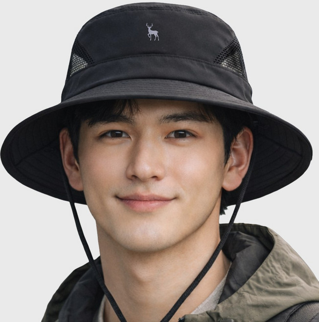 에버렛 자외선차단 대두 등산 낚시 모자, 블랙, XL(대두용 62mm)