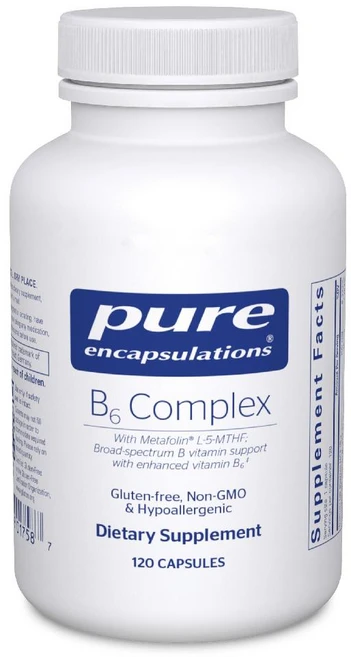 Pure Encapsulations B6 복합체 비타민 B 함유 유전자 변형 성분 무함유 글루텐 프리 캡슐 120정, 120 카운트(1팩), 1개 - 쿠팡