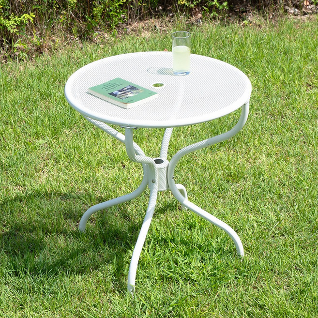 스틸망 650 야외 테이블 카페 커피숍 테라스 인테리어 철재 정원 원형 업소 매장, 화이트