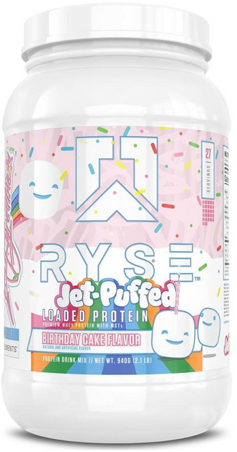 RYSE Up Supplements 로디드 프로틴 파우더 Jet-Puffed Birthday Cake 27회분, 94g