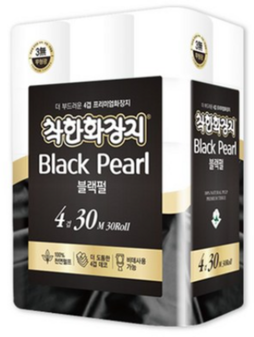 착한화장지 블랙펄 4겹 30M 30롤 두루마리휴지, 1롤, 30개