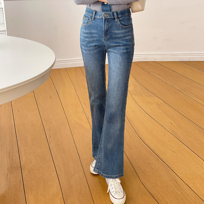 루나진 여성용 핏살리는 부츠컷 청바지 스판 데님 4컬러