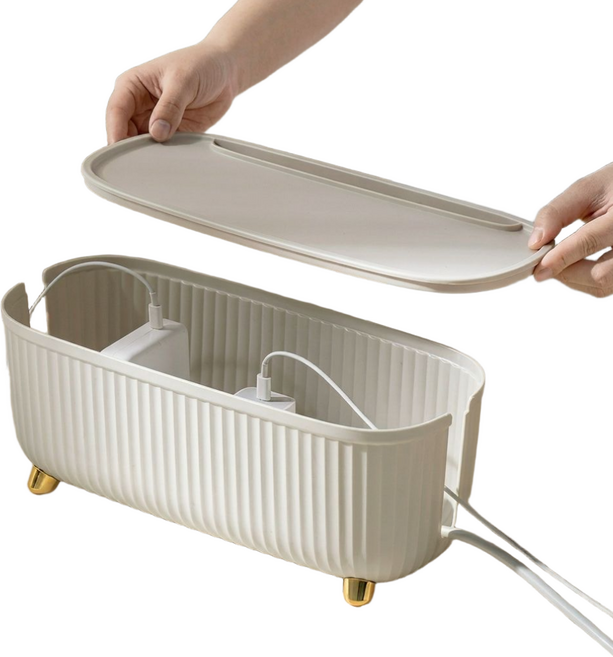 찬란한리빙 대형 멀티탭 정리함 깔끔한 선정리 콘센트 보관, 크림베이지, 1개