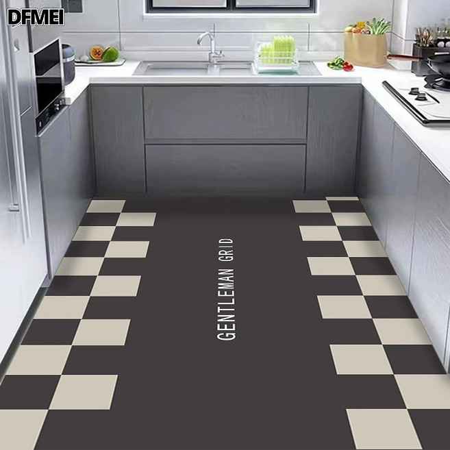 DFMEI 廚房地墊防滑防油耐髒pvc防水可擦免洗地毯腳墊簡約整鋪家用墊子