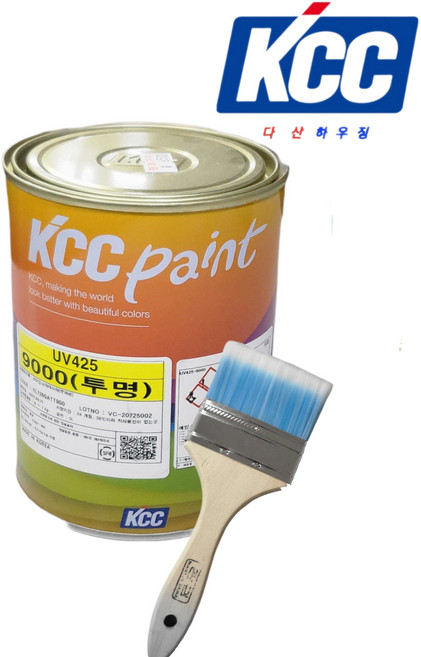 KCC 우레탄 니스 1L 투명 목재용 실내용 바니쉬 (uv425투명 유광)+PP평붓2인치 (신나 필수 구매), 1개