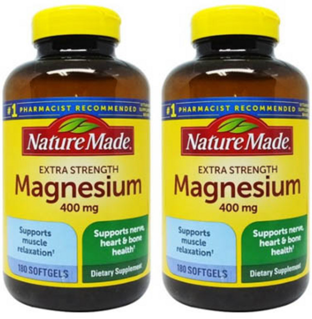 Nature Made Magnesium 네추럴 메이드 마그네슘 400mg 150소프트젤 2팩, 2개, 180정