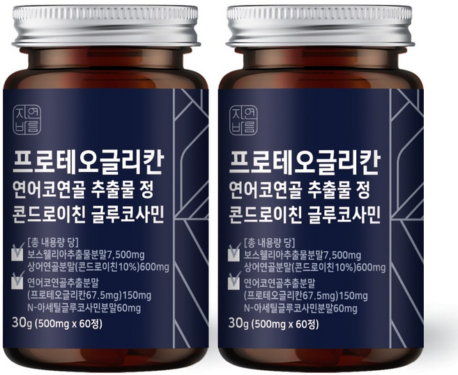 자연바름 프로테오글리칸 연어코연골 추출물 분말 정 비변성 2형 콜라겐 콘드로이친 황산 글루코사민, 60정, 2개