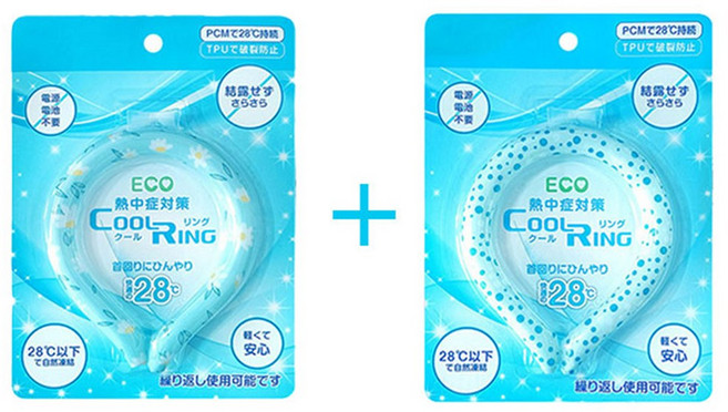 1+1 여름 쿨링 홀터 아이스 링 아웃도어 스포츠 PCM 쿨링 넥쿨러, 국화+땡땡이, 1개