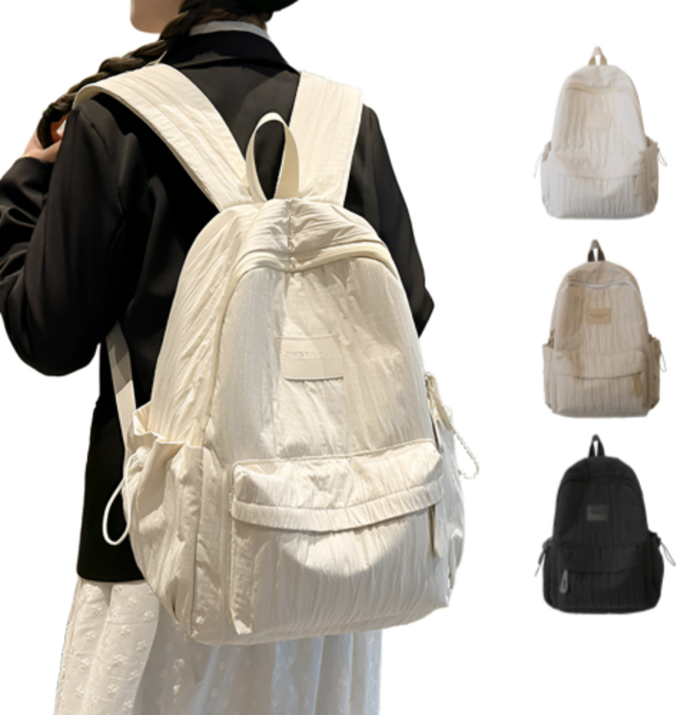 라이프윙 기저귀 가방 가벼운 경량 백팩 여대생 데일리 여행용, 화이트