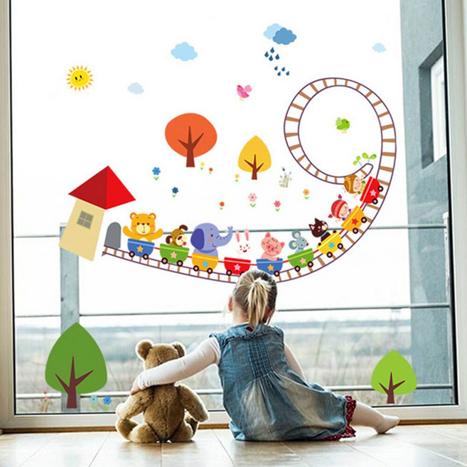 아이방 인테리어 포인트 데코 벽 스티커 리무버블 시트지 키즈룸 벽지 현관문 천장 유리 꾸미기, IP726-놀이동산