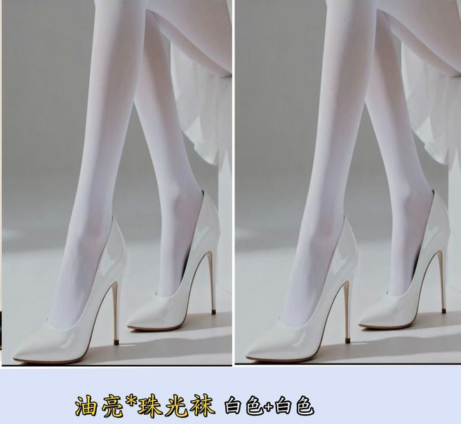 絲襪細膩油光超薄珠光連褲襪, 1個, 【嬌魅】梔子白 2雙油亮珠光襪/開襠120-160斤【保密發】大碼