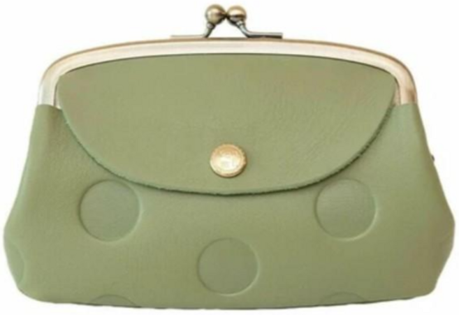 復古圓點皮革金口零錢包 時尚可愛 小巧便攜