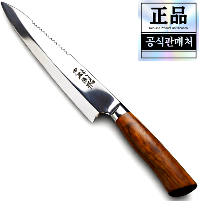 [명인] 1평주방 고탄소강 사시미칼 전문가용 고급 일식 회칼 비늘제거 녹슬지않는 야나기바, 1개, 고급나무