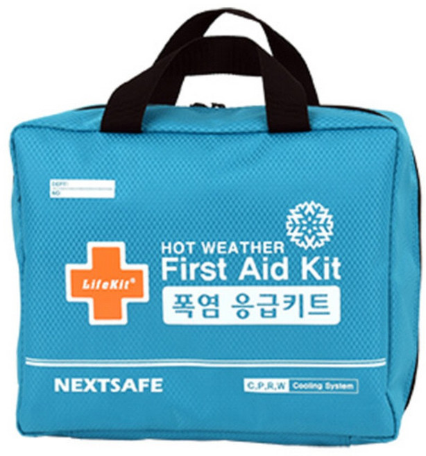 세이프쿱 폭염대응 [폭염응급키트 블루 HW4-blue]넥스트세이프 가방형 산넥스트세이프 가방형 산업현장 대량 판촉 홍보 건설 현장 주민 복지 트래킹 산악 도로 공사 학교 기관 협회, 1개