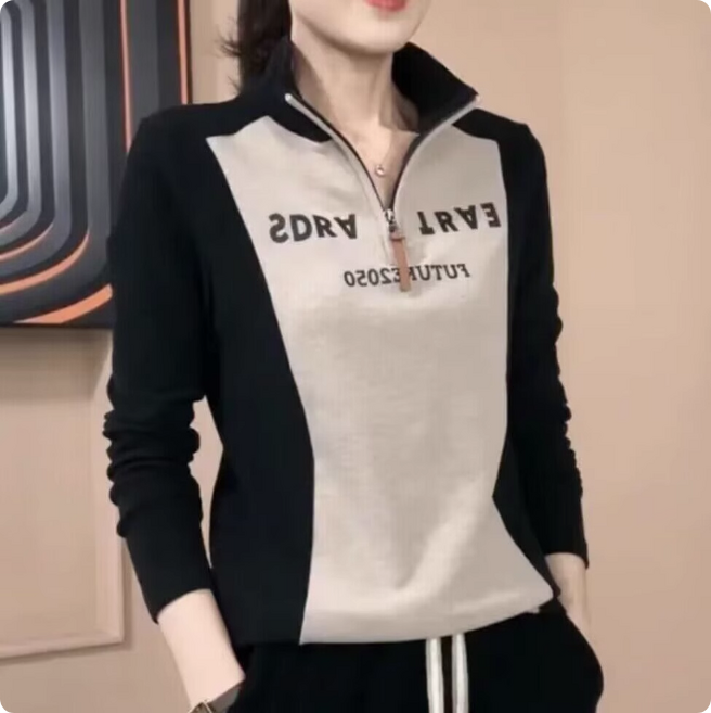 쌍천 엄마옷 배색 레깅스 긴팔 티셔츠 골프 티셔츠 가을 겨울 보온 긴팔 티셔츠 A25122004