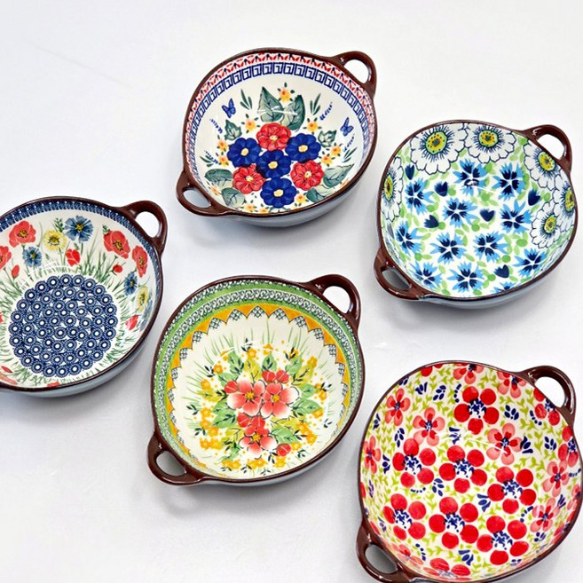 플라워가든 손잡이 앞접시 찬기 라면기, 피치, 1개