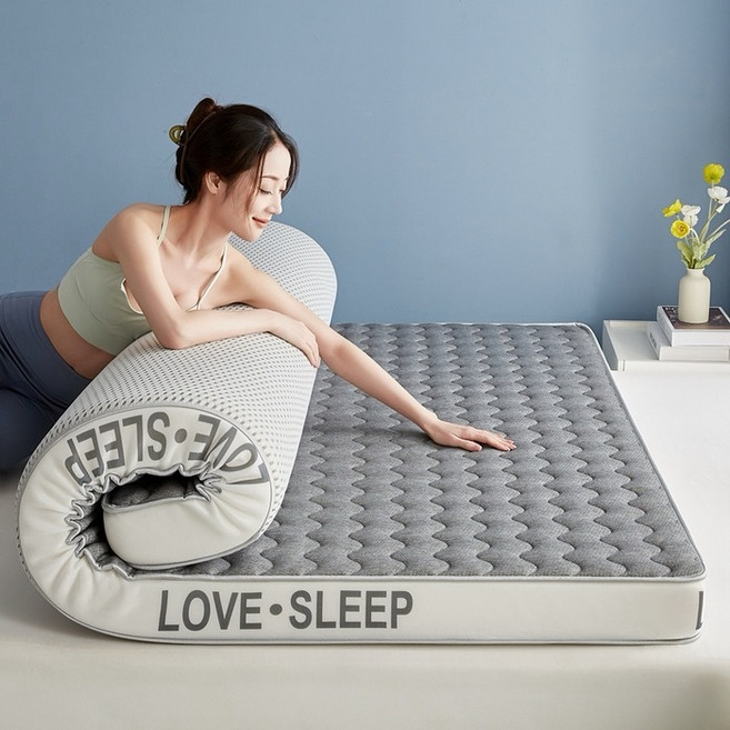 LOVE SLEEP 加厚記憶乳膠床墊 學生宿舍, 10公分厚-鈦銀灰【抗菌防蟎】,150*190公分（雙人標準）, 鈦銀灰