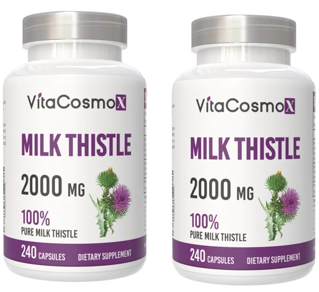 VitaCosmoX 비타코스모엑스 트리플 스트랭스 고함량 밀크시슬 밀크씨슬 2000mg 야채캡슐, 2개, 240정 - 쿠팡