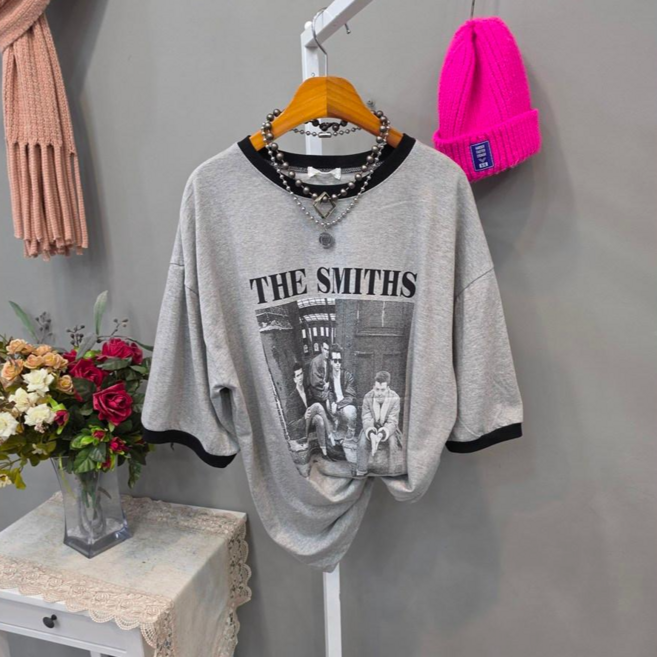 더스더스 라운드배색 여름 반팔티