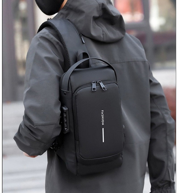 슈가로프 남성 도난방지 여행용 가방 잠금 방수 슬링백