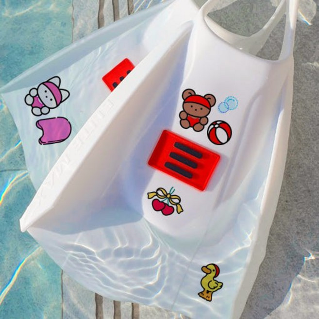 오리발 스티커 숏핀 꾸미기 핀스티커 스윔레드, 단일, 1개, 1개입