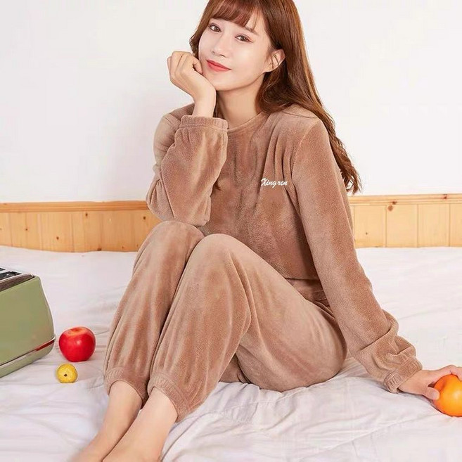單人睡衣套裝 情侶暖暖套裝 男女大碼珊瑚絨家居服 懶人加絨休閒套裝 情侶居家服套裝
