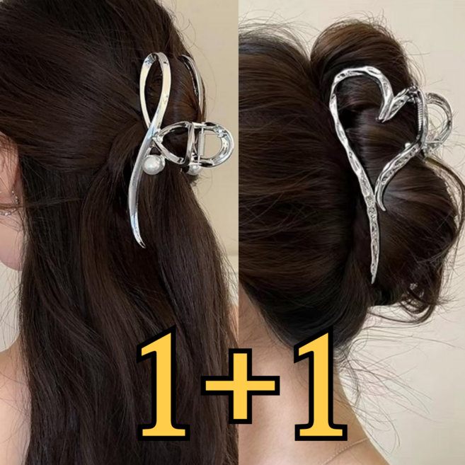 채로스 메탈 빅사이즈 실버 꼬임 리본 집게핀 2개 세트