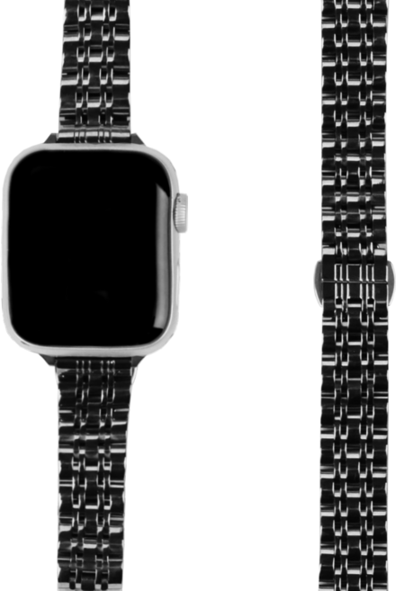 모할랩 애플워치 호환 슬림 투라인 메탈 스트랩 + 보호필름 1p, 41mm, 02 블랙