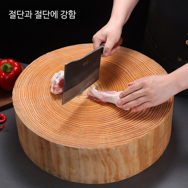 두꺼운 원목 주방 도마 소나무 재질 호텔용 고기 손질용 뼈 작업 도마, 1개, 오일 소나무 직경 36x두께 7cm