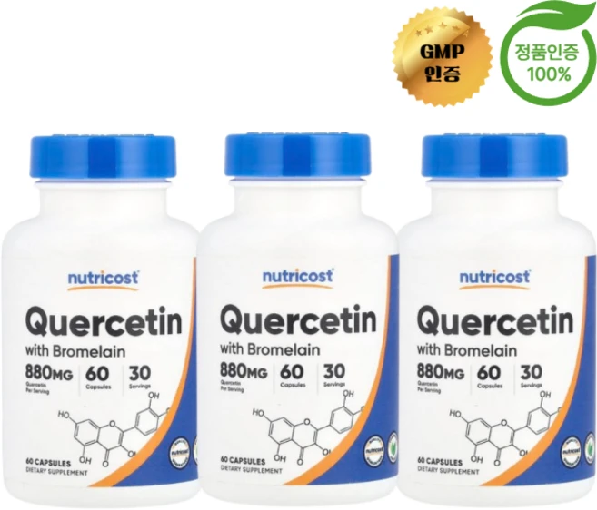 3개 뉴트리코스트 케르세틴 퀘르세틴 퀘세틴 브로멜라인 브로멜린 Quercetin 60정 - 쿠팡