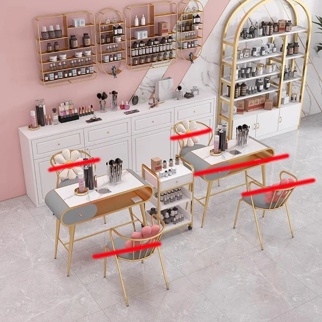 북유럽 간단한 네일 테이블 현대 크림 스타일 다기능 진공 청소기 매니큐어 드레싱 살롱 가구 메사, 01 100x40x78cm