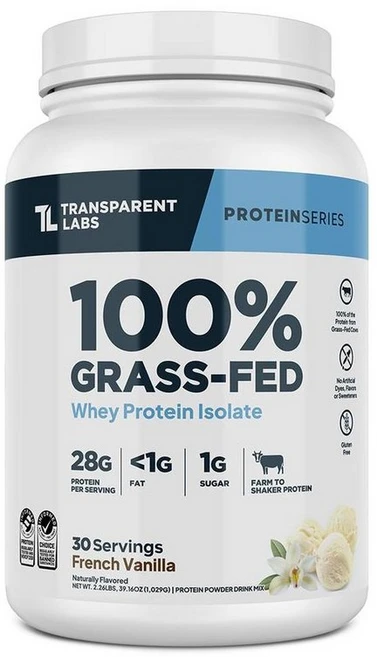 트랜스패런트 랩스 100% 그래스페드 프렌치 바닐라 분리유청단백질 1kg, 1개 - 쿠팡