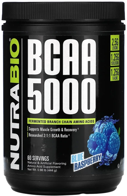NutraBio BCAA 5000 블루 라즈베리 444g(0.98lb), NutraBioBCAA5000블루라즈베리444g098l, 444g, 1개 - 쿠팡
