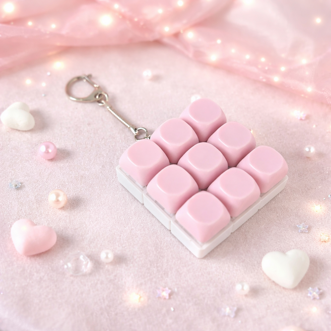 펫더월드 키보드 키링 mbti 커스텀 소프트 청축 파스텔 키캡, 핑크, 1