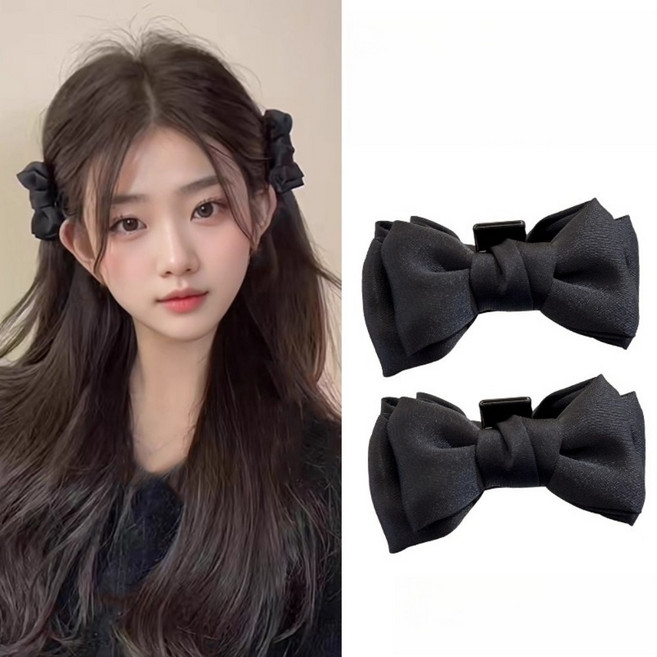 리본 포인트 옆머리 미니 헤어 집게핀 머리 액세서리 1+1