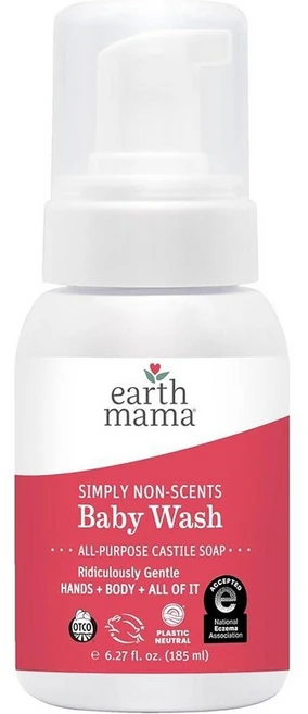 어스마마 심플리 무향 베이비 워시 캐스틸 솝 + 코코넛 오일 시어 버터 칼렌듈라 & 알로에, 1개, 185ml - 쿠팡