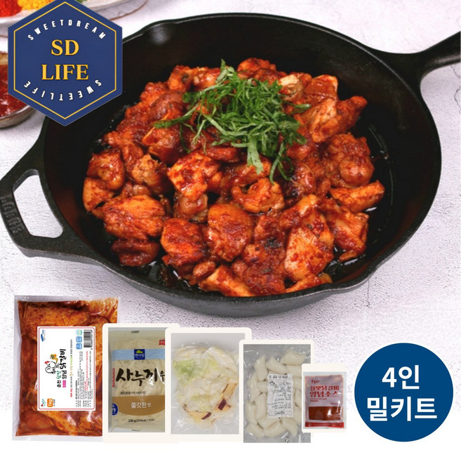 SD라이프 춘천 참맛프리미엄 닭갈비 국내산닭다릿살 인삼양념 4인 냉장닭갈비 밀키트, 230g, 1개