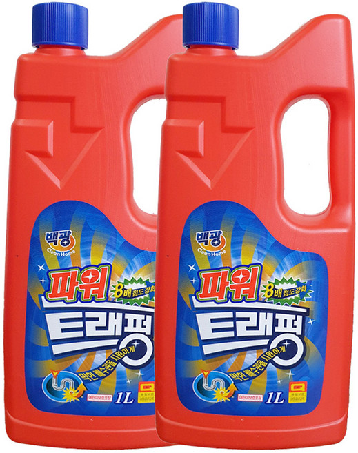 백광 트래펑 1L 배수관 세정제 세면대 욕조 변기 배수구 막힘예방, 2개