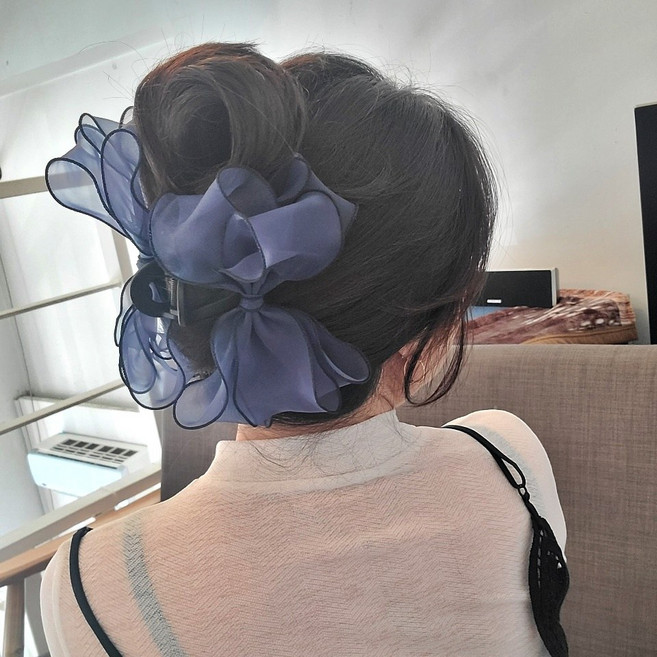 홍클라쓰 쉬폰 서효림 집게핀 대형 올림머리 왕리본삔